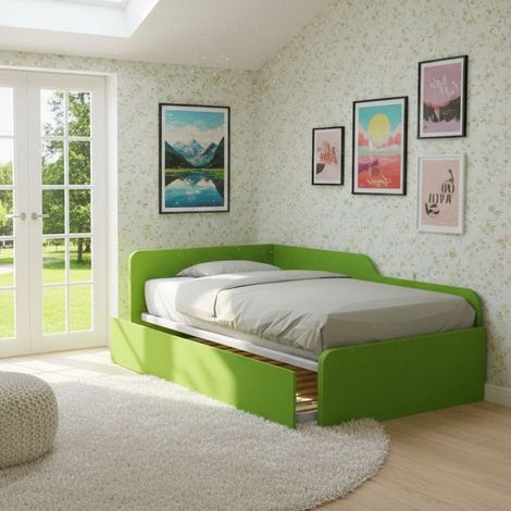 Divano letto piazza e mezza 120x190 con spalliera e secondo letto estraibile - Verde mela