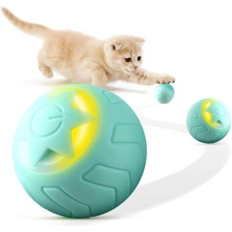 Baytion Balle interactive pour chat, jouet intelligent d'intérieur à roulement automatique avec lumière LED à couleur changeante, 2 modes, rechargeable de type C pour chats et chiots, vert menthe