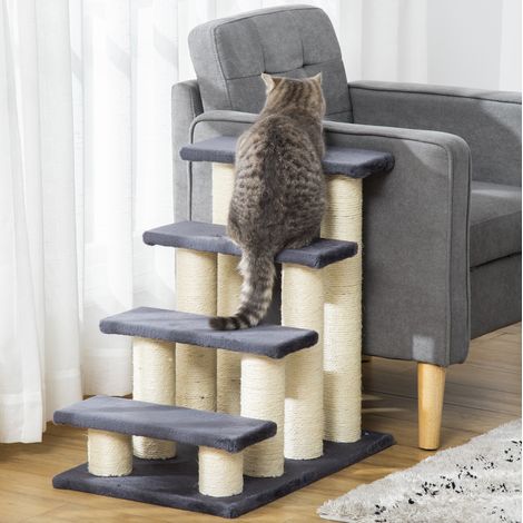 4-stufige Haustiertreppe, grau, 60 x 40,5 x 59 cm HAVRYA (1/4)