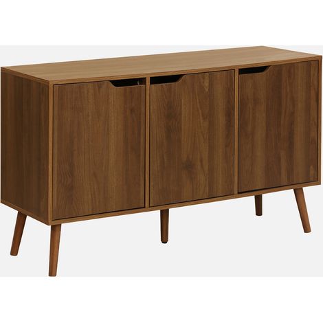 Credenza effetto noce con 3 ante e 3 ripiani, 120cm (1/5)