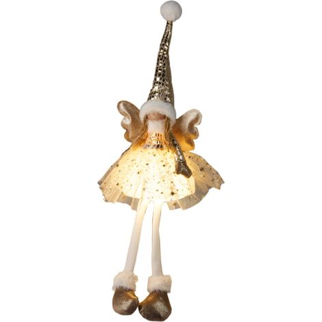 Angelo decorativo color oro in poliestere con luce Led per decorazioni natalizie -50 cm (1/2)