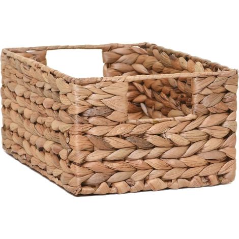 Panier tressé Panier d'étagère Panier d'armoire Jacinthe d'eau naturelle 31x20x16.5cm (1/4)
