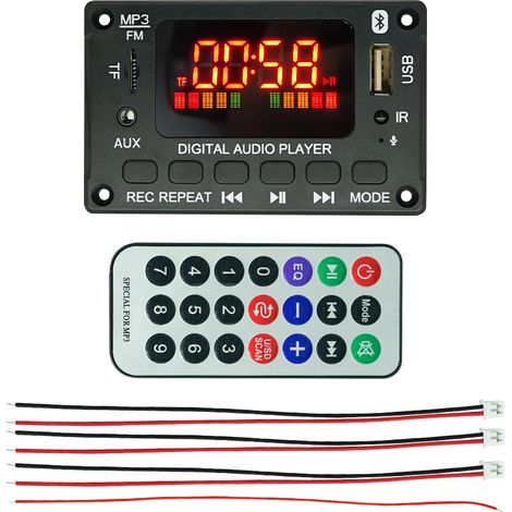 Carte décodeur Bluetooth pour voiture, module MP3, accessoires pour haut-parleur Bluetooth, 12 V avec amplificateur 2 x 40 W