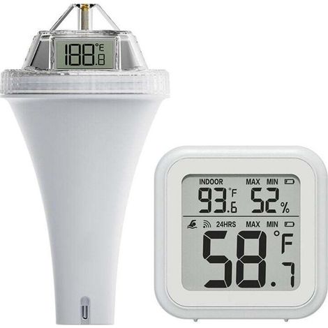 [JAMAIS UTILISÉ]Thermomètre Flottant sans Fil pour Piscine avec Triple Écrans LCD Moniteur de Température de l'Eau Extérieure pour Piscine, Aquarium, Étang