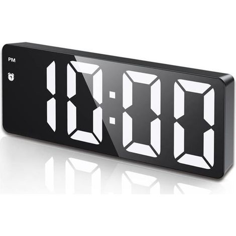 Réveil Numérique, Alarm Réveil LED avec Fonction Snooze, Luminosité réglable, ave mode jour de travail(Noir) (1/4)