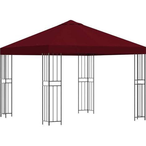 Gazebo de 3 mètres, rouge bordeaux, polyester et acier, 190 g/m² (1/5)