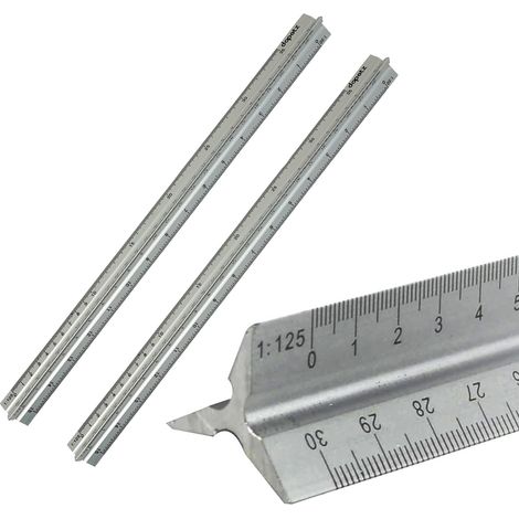 Dapetz ® Tri Scale Metal Ruler 2Pcs 30cm 12" / 300mm Aluminum Triangular Scale Ruler Metric 1:20, 1:25, 1:50, 1:75, 1:100, 1:125 Standard 12 Inch for Architects, Students, Draftsman and Engineers (1/5)