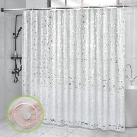 BUNTHAUS Rideau douche 180x200 cm PEVA semi‑transparent  Épais, antimoisissure, effet 3D givré, 12 crochets inclus