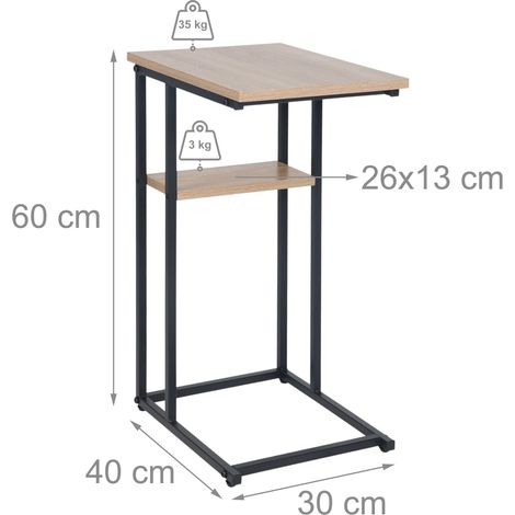 Mesa auxiliar rectangular de diseño contemporáneo para salón 60 x 30 x 60 cm con dos niveles de metal negro 130017802 (1/3)