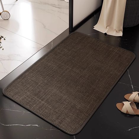 HSS-Tapis de sol antidérapant en lin, tapis de bain absorbant, tapis en lin épais, tapis de porte de toilettes - 50 x 80 cm