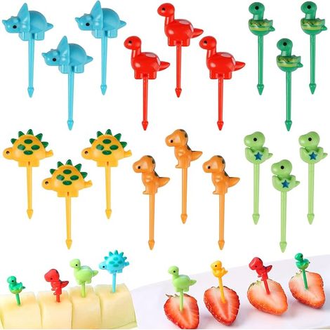 Fourchettes à Fruits Animaux Dinosaures Mini Fourchette, Plastique Réutilisables, Décoration Cocktails, Fête la Maison (1/5)