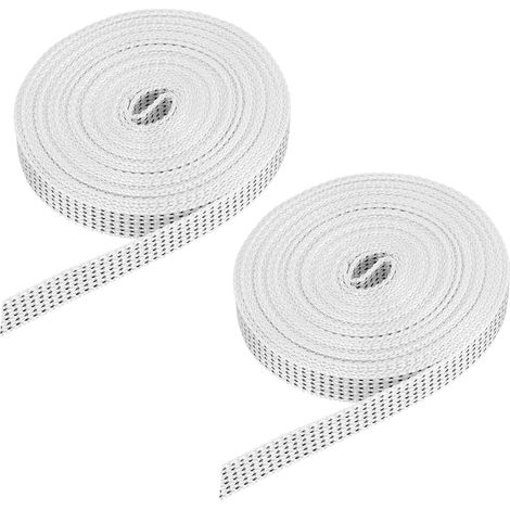 2 Pcs 6M Sangle pour Volet Roulant 14 mm pour Enrouleur de Volet Roulant à Visser Enrouleur de Sangle en Saillie, Portes Fenêtres Store Remplacement Kit de Réparation, Noir/Blanc (1/5)