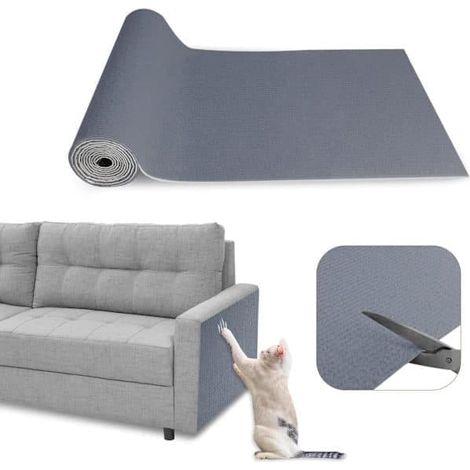 Ecleanfy - Griffoir autocollant pour chat 30 x 100 cm, protection murale pour griffoir, griffoir pour canapé, tapis à griffer pour chat, gris à monter soi-même dans un coin (1/5)