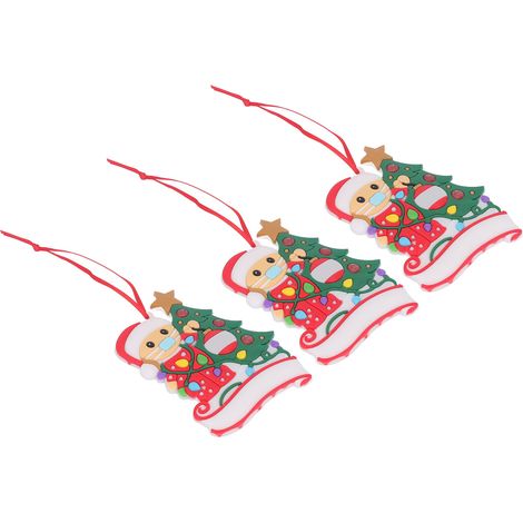 Lot de 3 pendentifs bonhomme de neige et masque de sapin de Noël, mignons et raffinés, en PVC avec boucle en ruban, décoration de Noël X2094 (1/5)