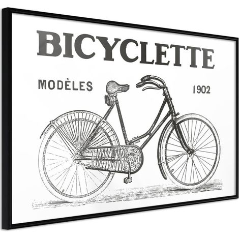 Affiche Murale Encadrée "Bicyclette" 45 x 30 cm Noir