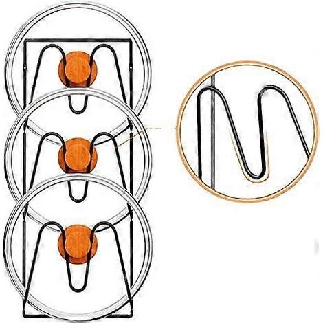 Organisateur de couvercles de casseroles, support adhésif mural/de porte antirouille pour le rangement des casseroles et poêles, noir classique (1/5)