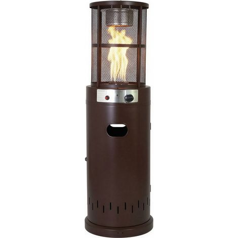 Stufa a Gas da Esterno Riscaldatore Gpl Portatile con Ruote FIRE GLASS Cilindro con Vetro per Terrazzo Patio Giardino Locali 7 Kw (1/4)