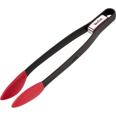 - Pinza per alimenti - Accessorio da cucina - Punte in silicone antiscivolo - Elevata resistenza al calore - Per cucinare e servire - Nero e rosso - 28 cm (1/5)