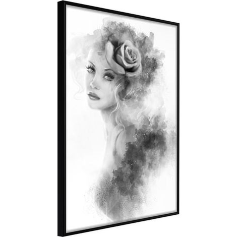 Affiche Murale Encadrée "Mysterious Lady" 30 x 42 cm Noir
