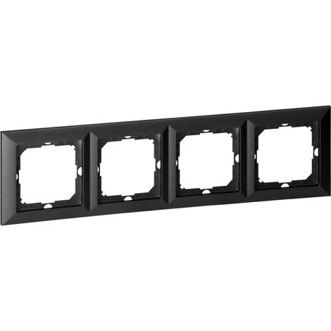 Plaque de Finition Quatre Emplacements - Noir - SILAMP