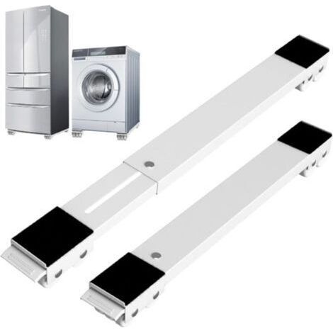 Base de machine à laver avec frein, base mobile réglable pour lave-linge, sèche-linge, réfrigérateur, charge 300 kg, Blanc (1/5)