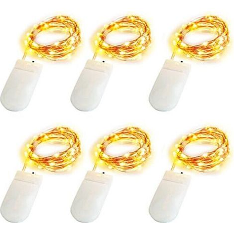 6 X Guirlande Lumineuse Guirlande Lumineuse 30LEDs 3m Fil d'Argent à Piles CR2032 (Inclus) Pour Fête/Mariage/Noël (Blanc Chaud) (1/4)
