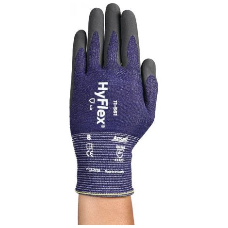 Gant de protection anti-coupures HyFlex® 11-561 Taille 7 gris/bleu EN 388 PSA II 12 PA (Par 12)