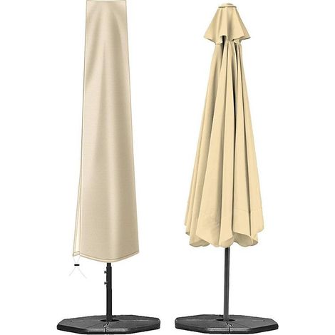 Couverture de Parasol, Housse de Parasol Double Couche Imperméable Anti-UV Robuste en Tissu Oxford 210D Housse Protection pour Parasol (1903050cm) Beige (1/4)
