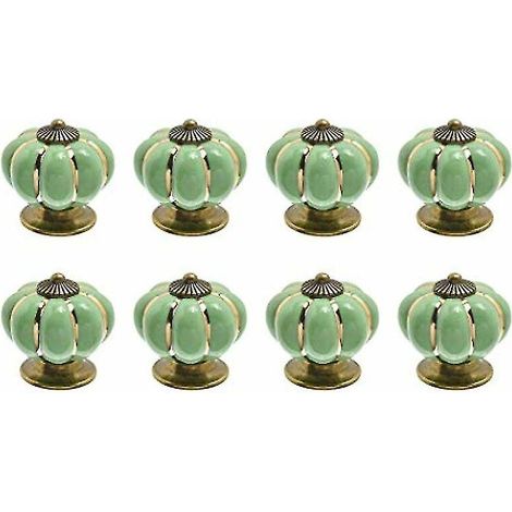 Boutons de tiroir en céramique en forme de citrouille pour tiroirs et placards de cuisine (vert)