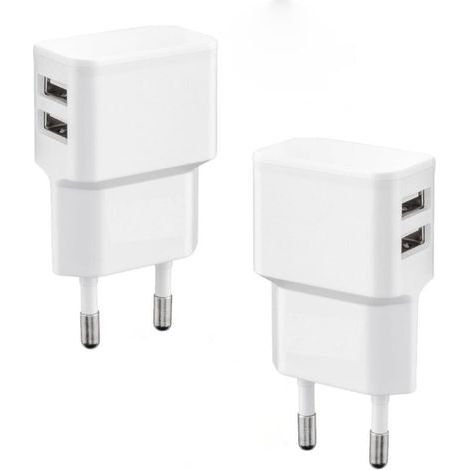 2 Pièces Double Port USB Chargeur avec Prise 5V 2.0A 2 Ports Charger Dual USB Adaptateur Universelle pour Prise Murale Téléphone Tablette Portable Montre Connectee Batterie Externe Enceinte Bluetooth (1/4)