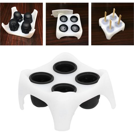 Selbstgemachte Eiscremeform in Form eines schwarzen Totenkopfes, lebensmittelecht, zum Kochen und Backen. (1/5)