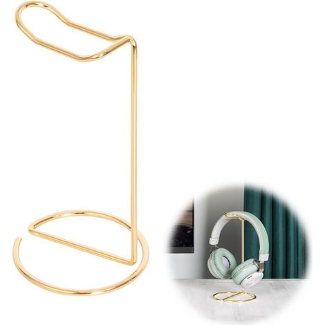 Support de casque en acier inoxydable pour casque de jeu, écouteurs, bureau, maison, bureau, Doré (1/5)