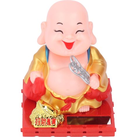 Décoration de moine avec statuette de Bouddha à main tremblante automatique alimentée à énergie solaire, pour la maison ou la voiture, couleur or (1/5)