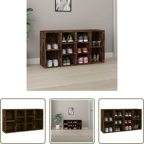 Schuhregal Holz - Schuhbank Räuchereiche 103x30x55 cm Holzwerkstoff (1/5)