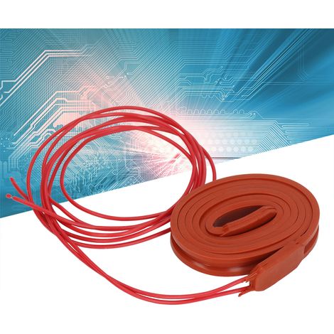 Courroie chauffante pour tuyau d'huile 15 x 2000 mm, 80 W, avec élément chauffant en silicone flexible et étanche, pour compresseurs de climatiseurs, câble de traçage de température autorégulé, 12 V C (1/5)