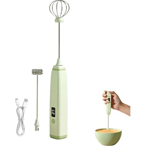 Mousseur électrique Mini mixeur à main puissant avec 3 vitesses Bâton Mélangeur Fouet Café pour les Lattes,Crème,Chocolat Chaud,Boissons et Cacao (1/5)