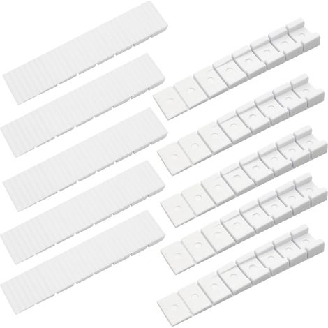 Lot de 10 Cales pour Meubles,Cale Plastique,8 20 98mm(Blanc), Universelles Cale pour Meubles,avec Points de Rupture (1/5)