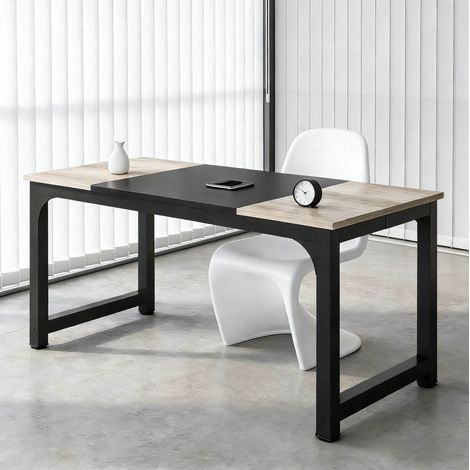 MEUBLIV Escritorio rectangular 180x80 cm negro - mesa de reunión para 6 personas (1/5)