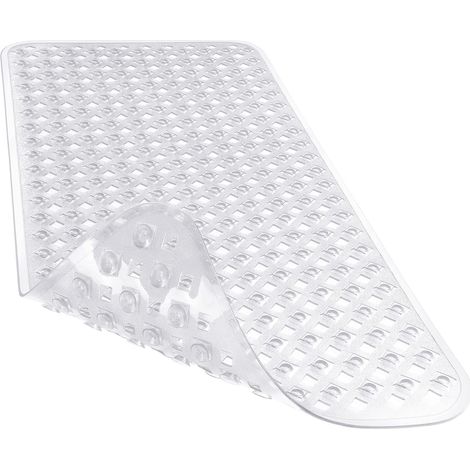 Tapis De Bain - 35 x 16 Pouces - Avec Ventouses Et Trous D’Évacuation - Pour Baignoire Lisse - Lavable En Machine - Transparent (1/5)