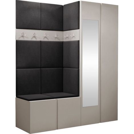 Conjunto para recibidor Pinis X, Cachemira, 186x158x46cm, Espejo, Tapiz, Aglomerado laminado, Colocada, Montada en la pared (1/5)