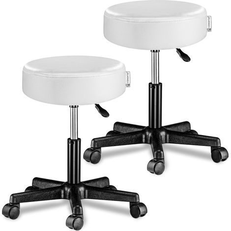 Tabouret Siège Réglable en hauteur Pivotable 360° Plusieurs couleurs au choix  Set de 2 blanc