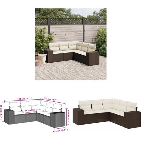 vidaXL Salon de jardin avec coussins 5 pcs marron résine tressée (1/3)
