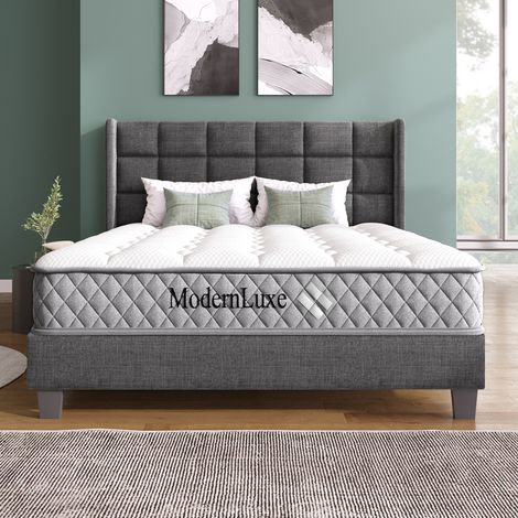 Matelas orthopédique en mousse froide 160 x 200 cm, matelas avec noyau à ressorts ensachés à 7 zones, fermeté H3 (mi-ferme) – certifié OEKO-TEX®, hauteur 20 cm, 4 poignées + emballé sous vide (1/5)