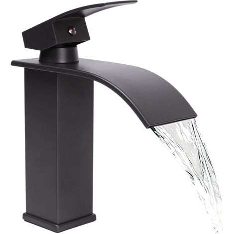 Robinet Lavabo Cascade – Mitigeur Salle de Bain Noir (1/5)