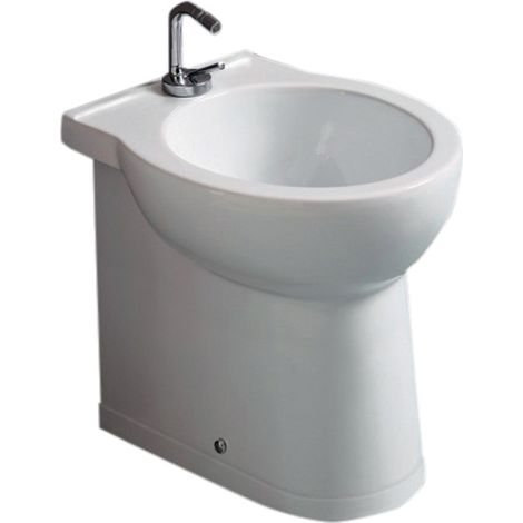 Bidet Short filomuro rialzato cm. 48x37 bianco lucido di Ceramica
