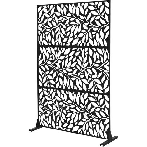 ML-Design Metall-Sichtschutz Firenze 120x180 cm aus Stahl, Raumteiler - 3 Paneele, Trennwand erweiterbar mit Ständer, Paravent freistehend, Deko Sichtschutzwand wetterfest für Garten Balkon Terrasse