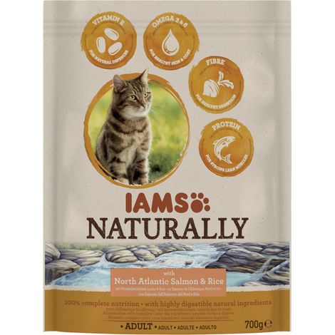 Iams Naturally Katzentrockenfutter Lachs 700 g Trockenfutter