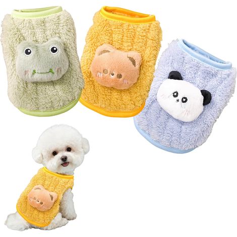 Conjunto de 3 suéteres de invierno cálidos en suave forro polar para perros pequeños, chihuahuas, yorkshire terriers, chihuahuas y minis recién nacidos. (1/5)