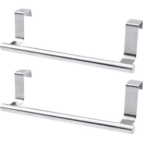 pair 2 Pièces (23cm, Argent) Porte Serviette de Porte, Porte Serviette Salle de Bain sans Percage, Rail de Suspension en Acier Inoxydable pour Porte Torchons Cuisine (1/4)