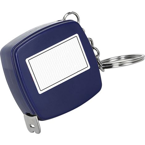 Ruban mètre acier miniature métrique 1m avec porte-clés précis 1mm étui plastique bleu (1/5)